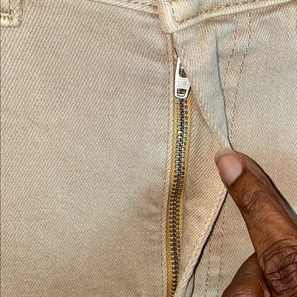 Anthropologie  Maeve Ettie High Rise Beige Flare Wide-Leg Jeans Raw Hem W 29 - Picture 6 of 8